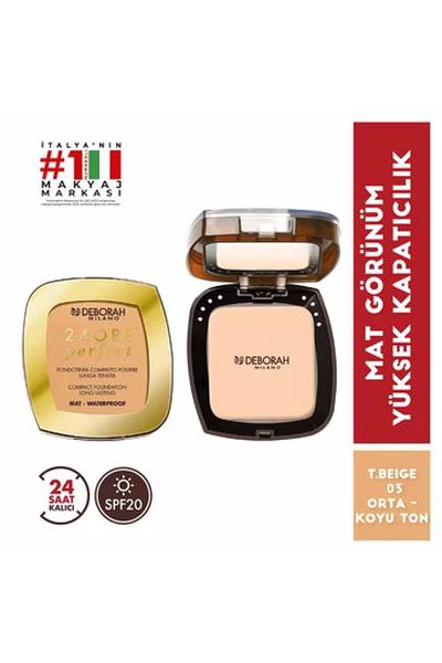 Deborah 24Ore Compact Long Lasting Foundation T.Beige 03