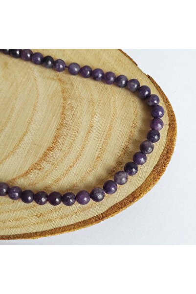 ByKolyeucum 2 حجر ليبيدوليت طبيعي مثقوب 6 مم