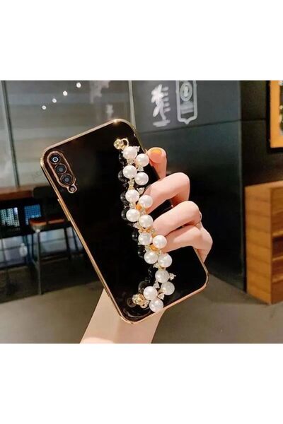 Aksesuarda Moda SAMSUNG A70 Uyumlu İncili El Geçmeli Lazer Kesim Kılıf