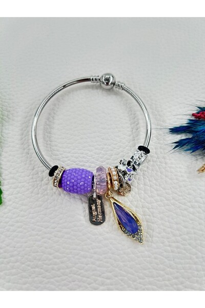 Bhs life Women's Model Handcuffs Leaf Steel Bracelet