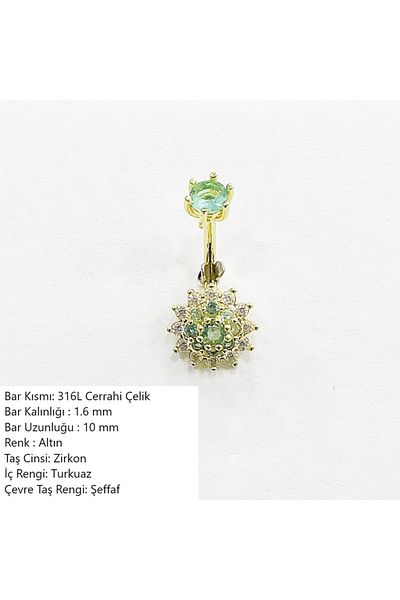 agbtasarım ROUNDED CRYSTAL STONE ROUNDED PURPLE STONE DECORATED CONTAINER "SINGLE" BELLY PIERCING (Special Design)