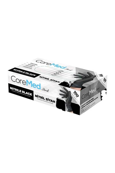 Bimel Black Nitrile Powder-Free Gloves 1 Box (20 Pieces) Medium
