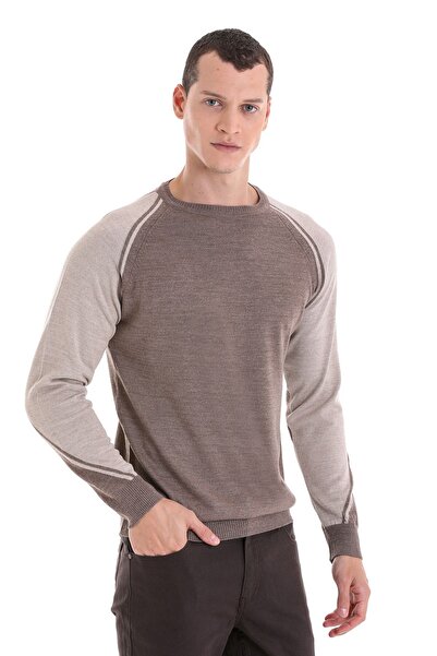 Hatemoğlu Vizon Regular Fit Велосипедна комір Джакартова вовняна трикотажна кофта