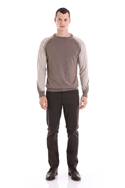 Hatemoğlu Vizon Regular Fit Велосипедна комір Джакартова вовняна трикотажна кофта