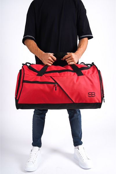 Solo Bag Large Size Unisex Red Sports Fitness and Travel Bag with Shoe Compartment Thermos