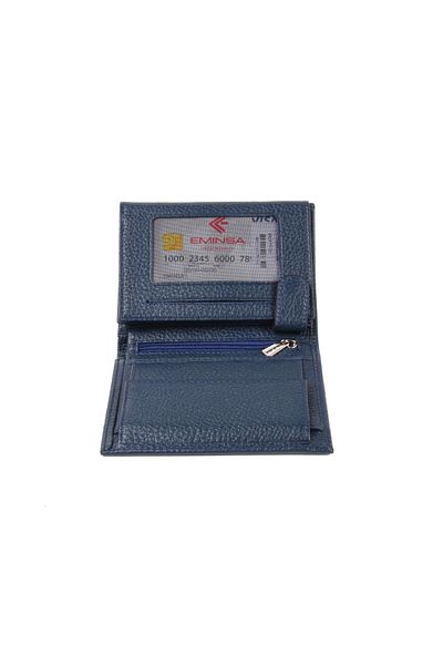 Eminsa Men's Navy Blue Genuine Leather Wallet 1009