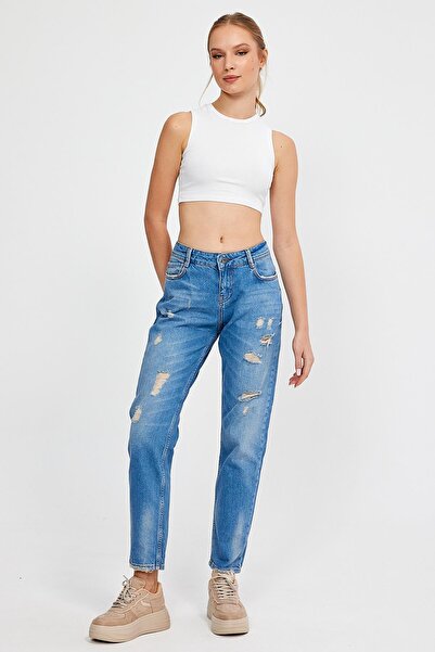 ALEXANDERGARDI ALEXANDERGARDİ ÖZEL KOLEKSİYON YIRTIK DETAYLI DENİM PANTOLON (AG-1051G)