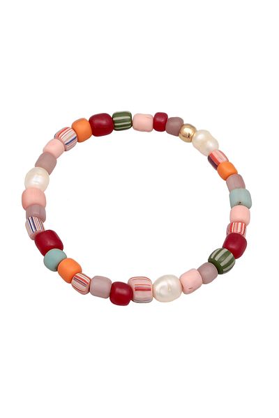 ELLI Armband Glasperlen Bunt Süßwasserperlen 925 Silber