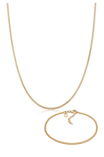 KUZZOI Schmuckset Panzerarmband Kette Basic 925 Silber