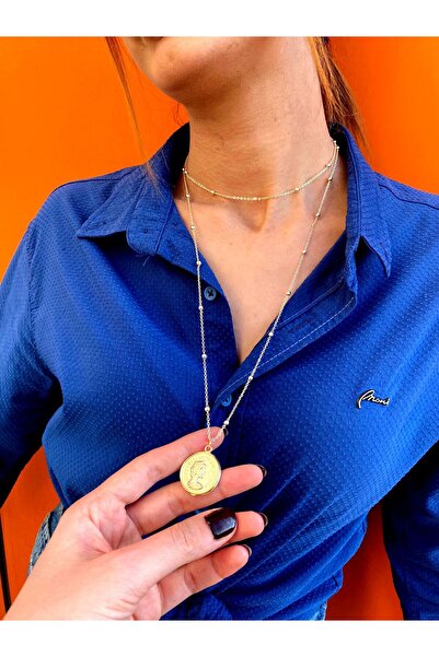 fullcontrol KADIN GOLD RENK UZUN MADOLYON KOLYE