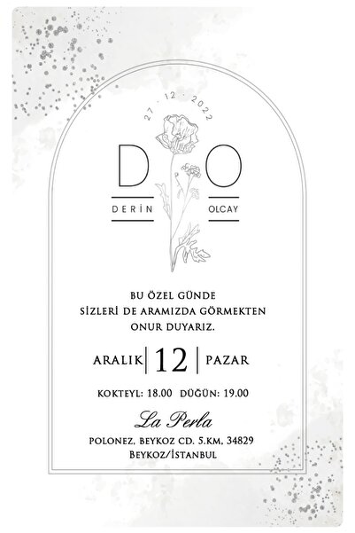 duru davetiye Düğün / Nişan / Nikah / Davetiye / (50 Adet)