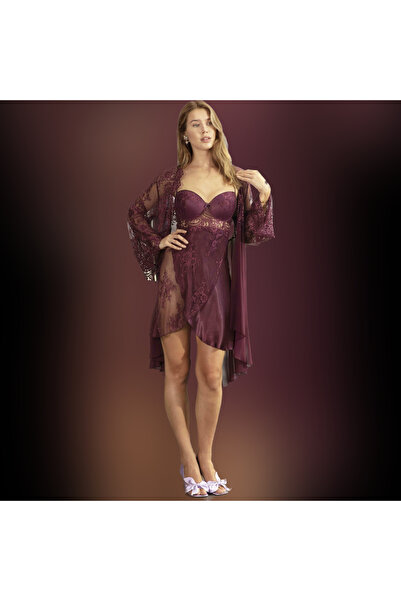 ŞahTan 5389-Saten Kimono Takım