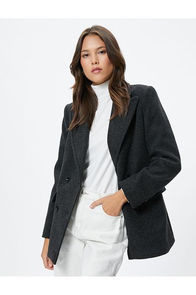 Koton Blazer Jacket Double Breasted Buttoned with Flap Pockets