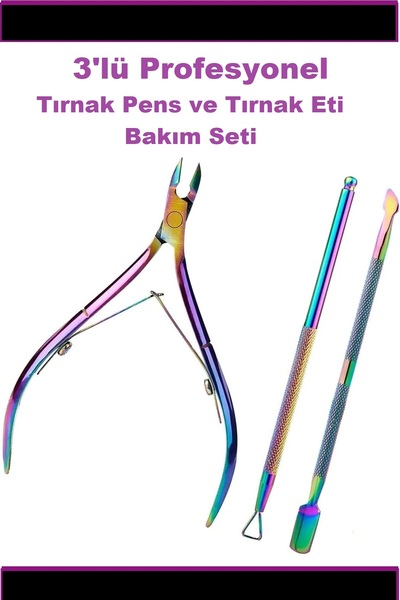 Uniquem 3 adet Kütikül itici seti Profesyonel Pens Düzeltici ve Tırnak Sanatı...