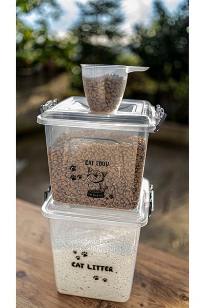 ATA HOME Cat Dry Food Sand Storage Container Box Set