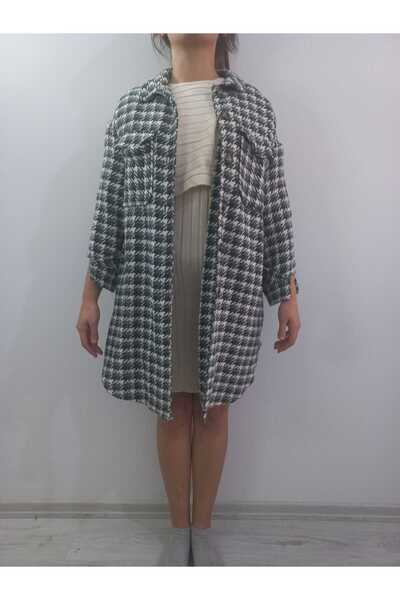 ASHILDA ASHİLDA SİYAH GRİ KAZ AYAĞI SİYAH GRİ PALTO CEKET
