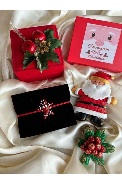 PEONY - peonyofficiall Christmas Cookie Man Glass Murano Bracelet Red Double String New Year Themed Bracelet
