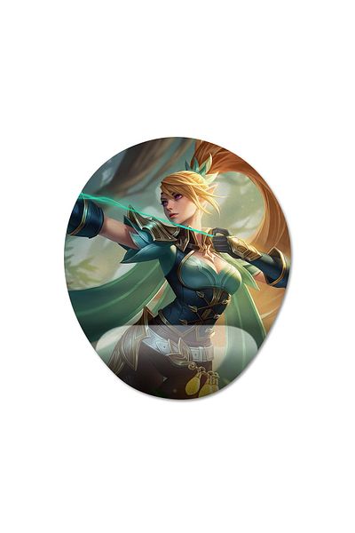 Pixxa Mobile Legends - موديل لوحة ماوس Miya مع دعم للمعصم - 3 بيضاوي
