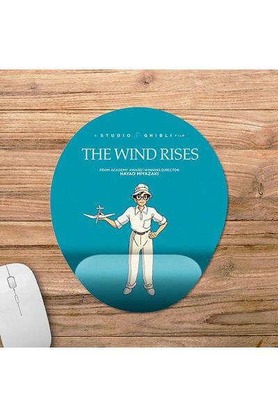 Pixxa The Wind Rises - Wind Rises - موديل لوحة ماوس ستوديو جيبلي مع مسند للمعصم - 3 بيضاوي