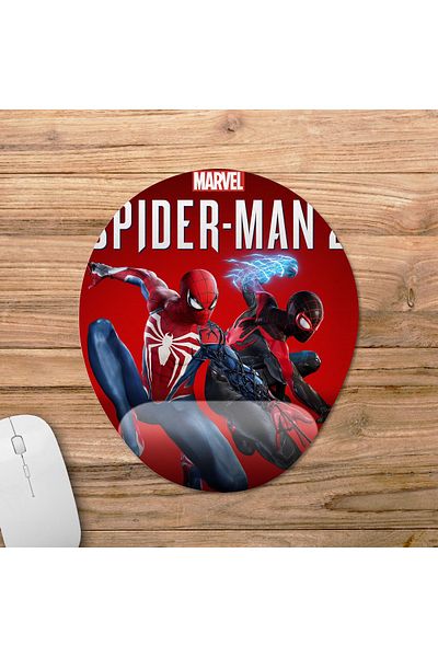 Pixxa Spider-Man 2 - Spider-Man 2 موديل لوحة ماوس مع مسند للمعصم - 1 بيضاوي
