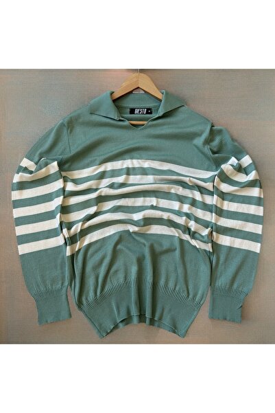 Hazhers Pulover tricotat pentru bărbați, cu croiala standard, cu gât polo