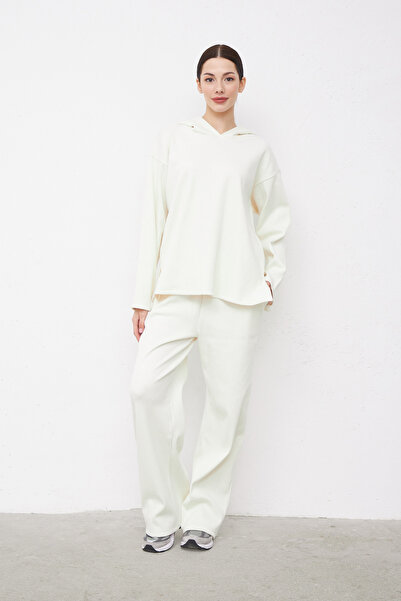 Grace&Lilly Atelier Maewa Triko Kapşonlu Uzun Kollu Üst ve Bol Paça Pantolon Takım