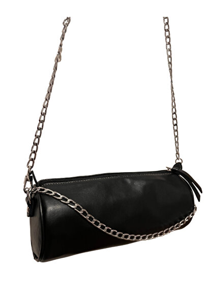 Pinkylola SİN-DİA MODEL SİYAH SUNİ DERİ ZİNCİR ASKILI OMUZ ÇANTASI