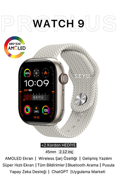 SEYUWATCH Watch 9 Pro Plus Amoled Akıllı Saat Iphone Ve Android Tüm Telefonla...
