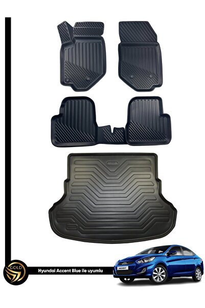 Black Gold Hyundai Accent Blue 3D Havuzlu Paspas + Bagaj Havuzu İkili Set