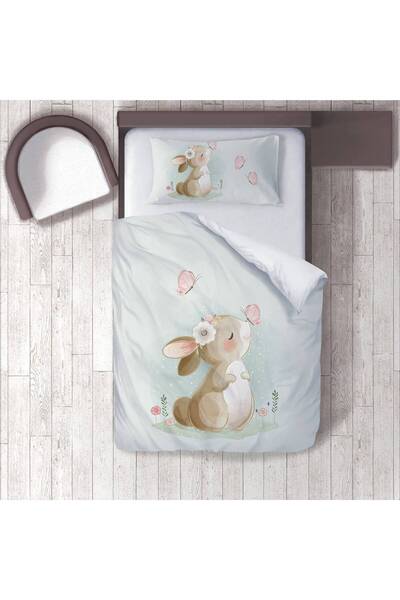 Lina طقم غطاء لحاف فردي من الساتان القطني الصغير لغرفة الأطفال موديل 00325