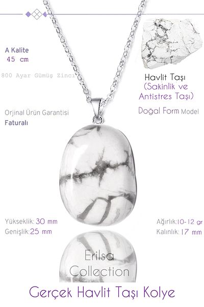 Tesbih Atölyesi قلادة Timbil Model Real Howlite Stone
