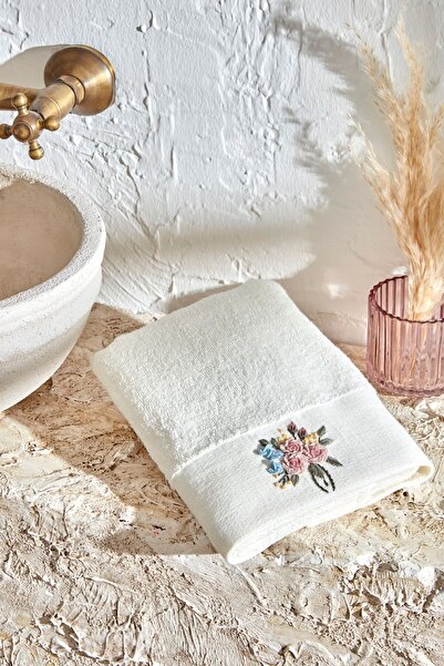 Karaca Home Comfort Touch Κεντημένο 100% Βαμβακερό Πετσέτα Μπλε 30x50 εκ.