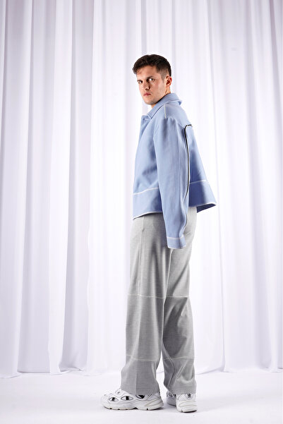 LoFiBuy Unisex Oversize Arka Fermuar Detaylı Kısa Kaşe Ceket – Pocket