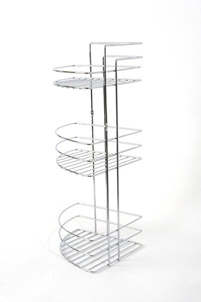 Rafiste 3'lü Köşeli Banyo Rafı Şampuanlık Krom