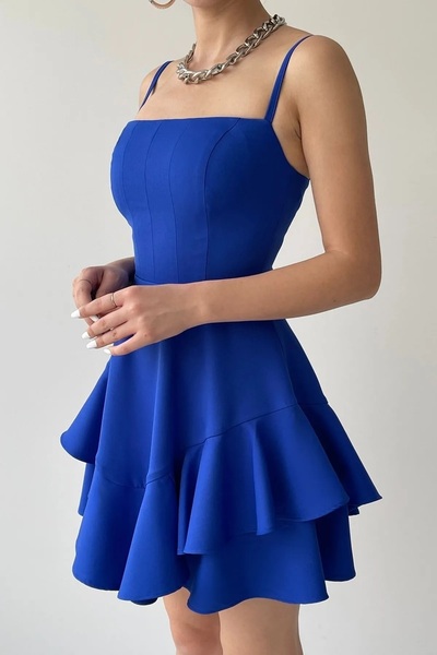 WOMAN VISION Női szoknya padló, részletesen állítható, vékony pántos Saxe kék ruha 102