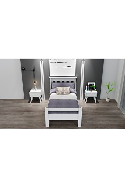 Ninnimo Still 90x190 Yatak Uyumlu Beyaz MDF Tek Kişilik Karyola