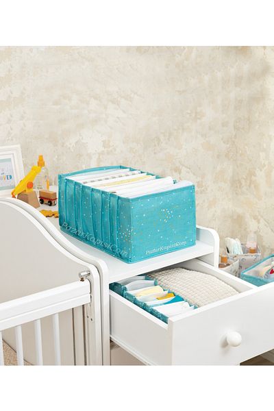 Pazar Kapısı Baby Baby Room Ακορντεόν Συρτάρι Organizer Μπλε L Μέγεθος