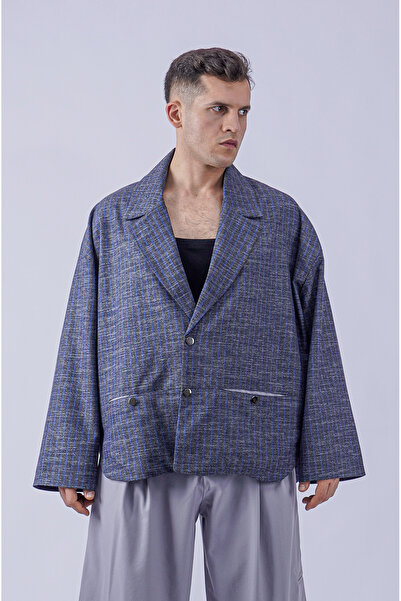 LoFiBuy Unisex Oversize Bel Kısmından Biyeli Ceket - Threee