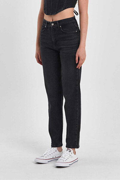 BOSHETTI Kadın Mom Comfort Slim Jean Siyah 1687 Black Ud