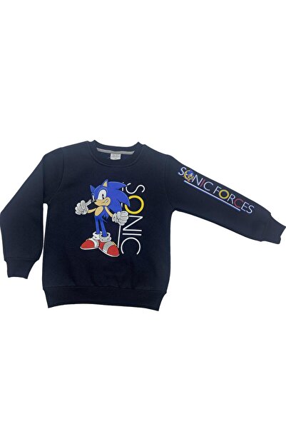 BY-GRİ سويت شيرت سونيك للأولاد بطباعة ثلاثة خيوط من الأمام والأكمام