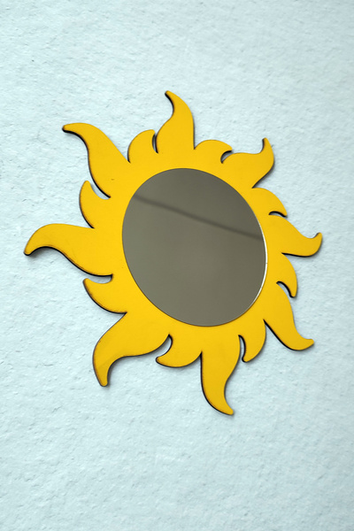 Wooden Factory Silver Plexi Sun Patterned Table for Children's Room - 26 cm