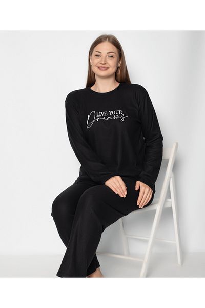 ZBTEKS Set de pijamale cu mâneci lungi brodate de iarnă Plus Size