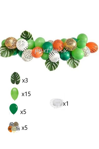 party mix Safari Balloon Chain Safari Birthday Concept Balloon Chain Balloon and Leaf Set