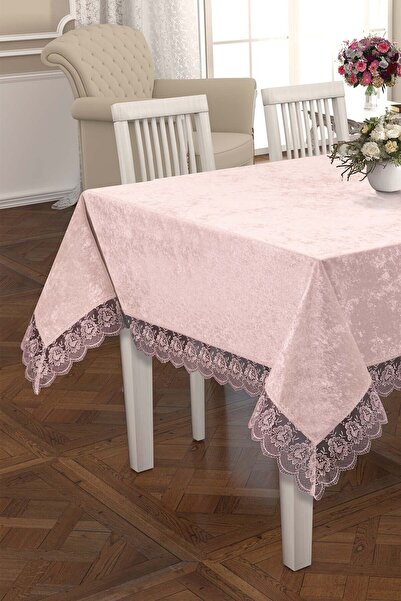 Çt Çeyizci Tekstil Luxury Velvet Tablecloth - French Lace