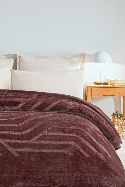 Puffy Dacia Double Emboss Blanket - Dried Rose