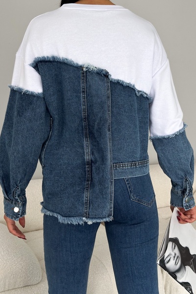 FEMELLE Asymetrická džínová mikina s detailním designem