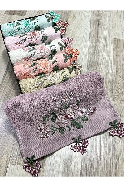 AYHANHOME Комплект кухненски кърпи от 6 части, бродирани цветя, цветна поставка за зестра, 30x50
