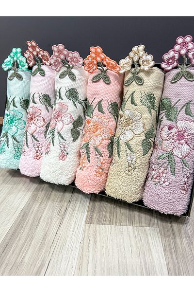 AYHANHOME Комплект кухненски кърпи от 6 части, бродирани цветя, цветна поставка за зестра, 30x50