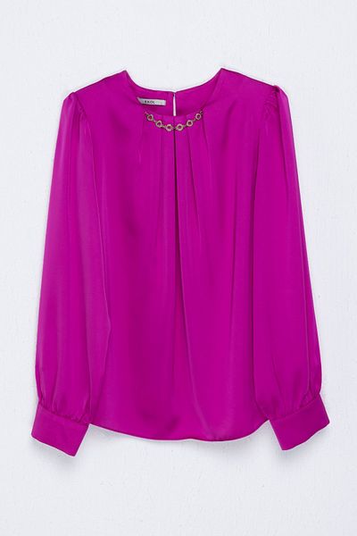 Ekol Collar Chain Satin Blouse