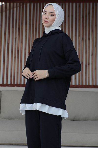 InStyle Losya Hooded Double Suit with Side Zippers - Dark Navy Blue